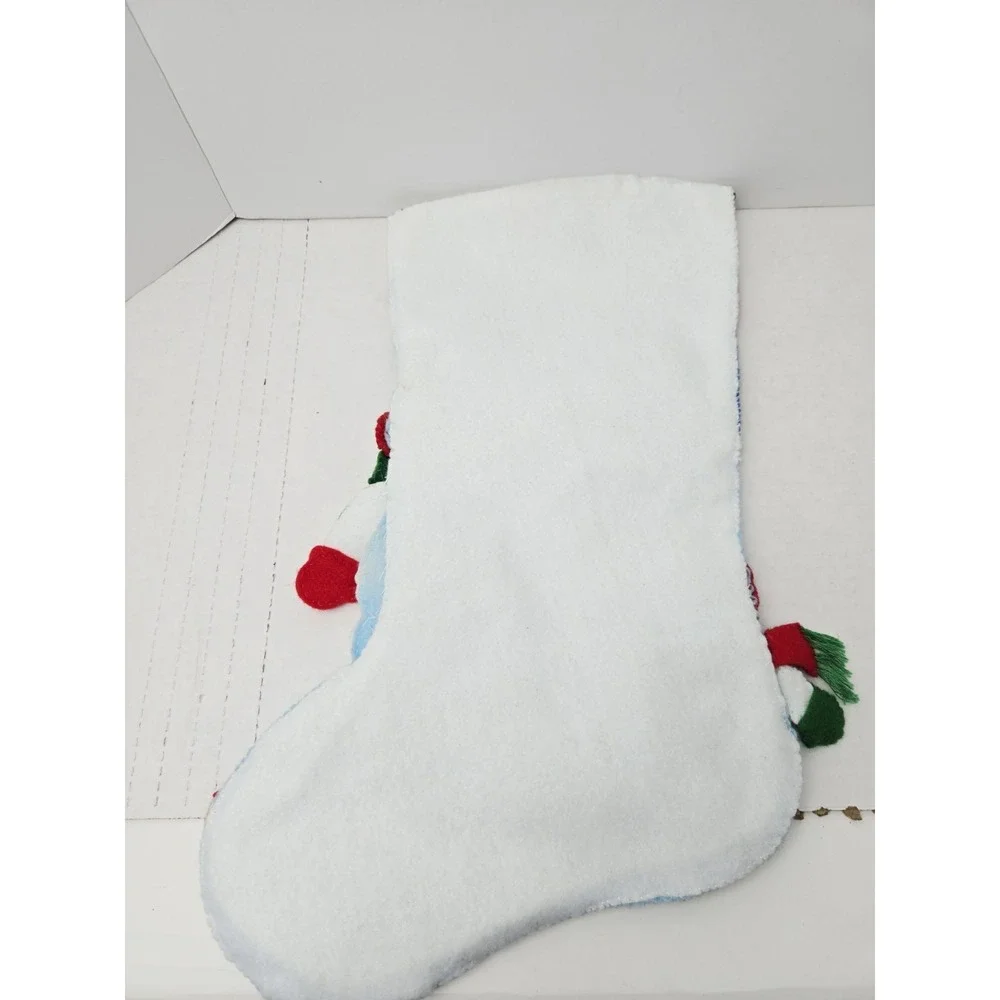 Vintage felt Christmas Stocking Large Snowman 3D I Love Snow‎ 16